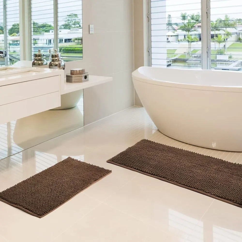 Set of 2 Bath Rugs for Bathroom Luxury Chenille Non-Slip 20